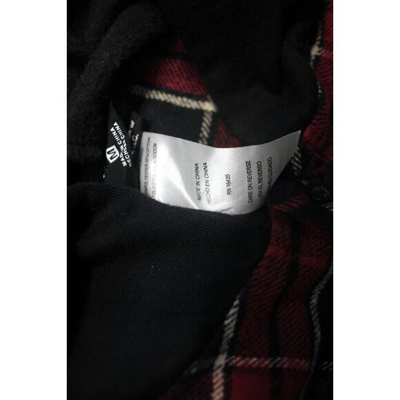 Airwalk Classics Hooded Plaid Flannel Shirt Jacket Black & Red Medium - Picture 3 of 7